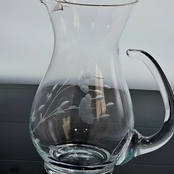 Princess House Heritage Pitcher 6.5" Ice Lip Crystal etched floral vtg romance - Picture 3 of 8